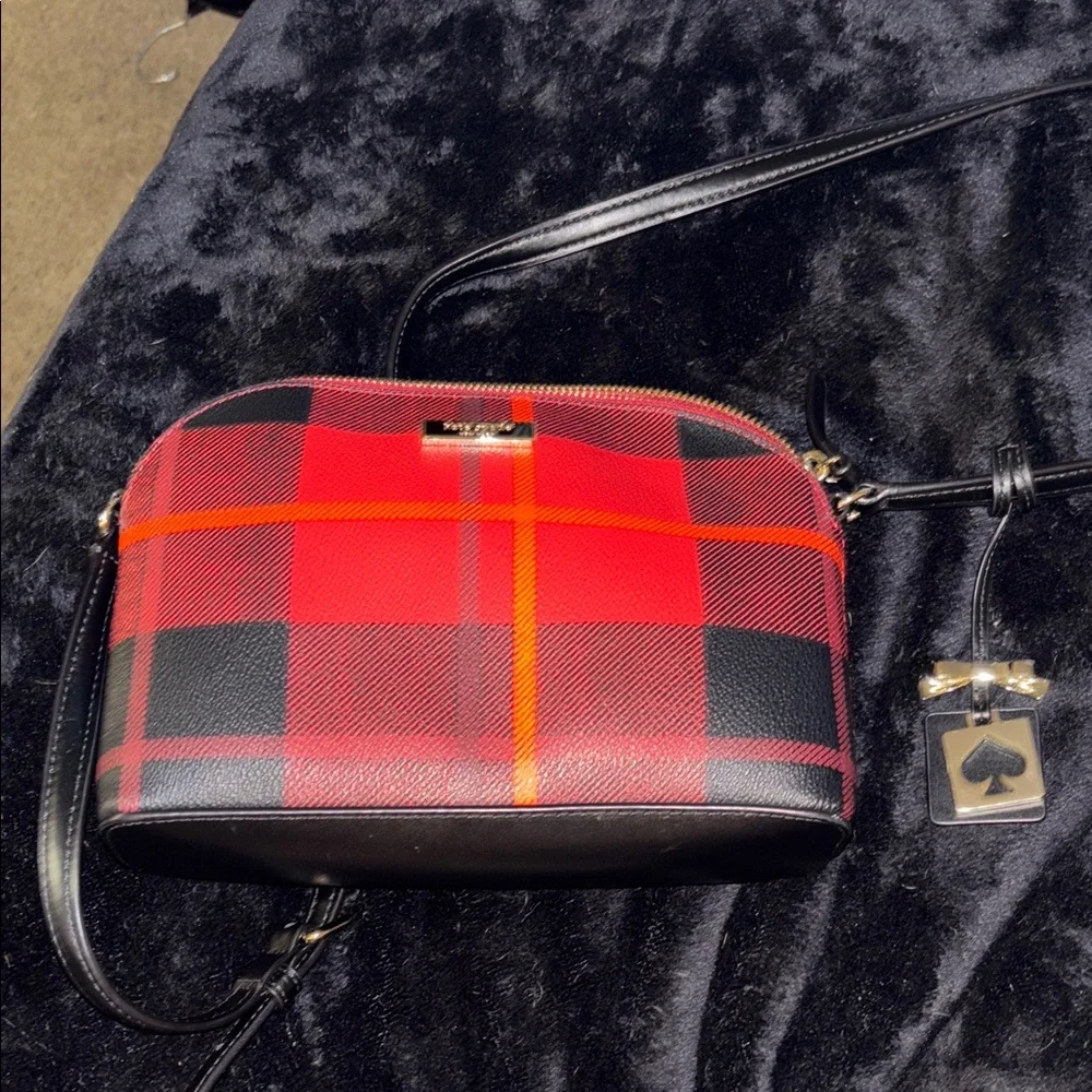 Kate Spade Hanna red Plaid Crossbody Bag